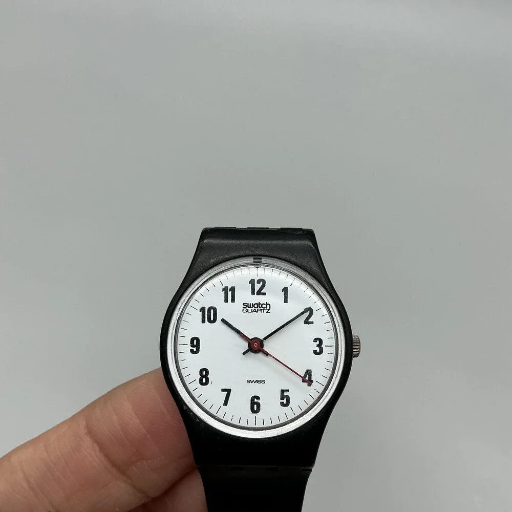 Swatch Something New Womens Watch 25mm Black Rubber Swiss Made New Battery
